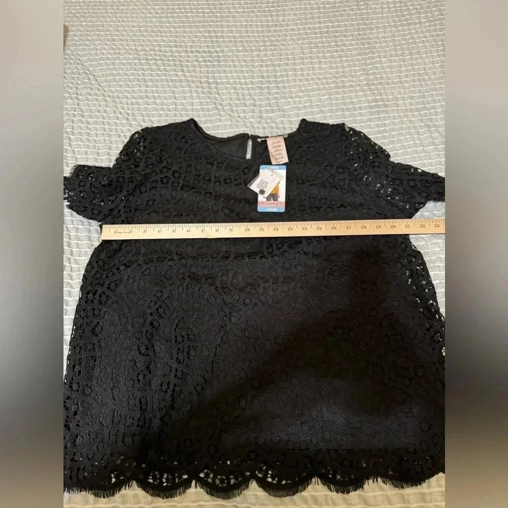 Philosophy Women’s Black Lace Top Sz Large - Picture 11 of 11